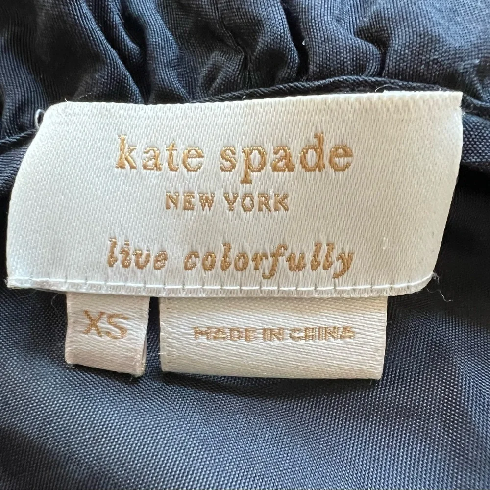 Kate Spade ruffle neck silk top solid black sleeveless 17736